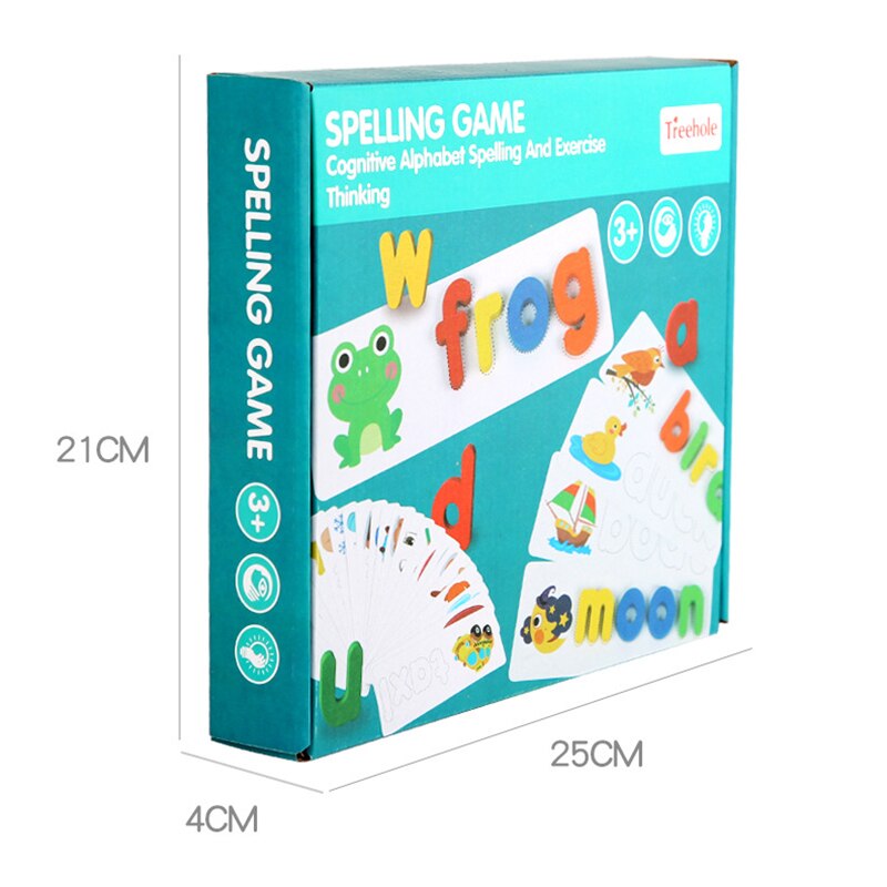 Kids Houten Alfabet Brief Leren Kaarten Set Woord Spelling Praktijk Spel Speelgoed Engels Letters Spelling Kaart Woord Speelgoed: Default Title
