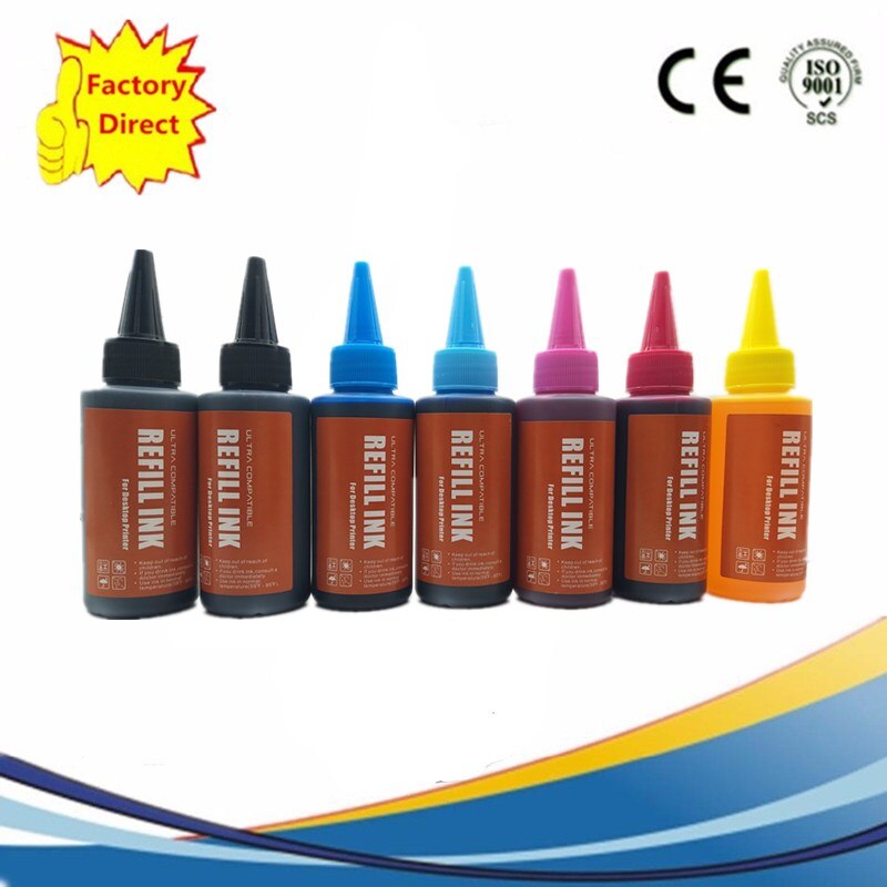 Di alta Qualità Universale Dye Ricarica Vestito di Inchiostro Della Stampante A Getto D'inchiostro: 1SET 1BK 7X100ML