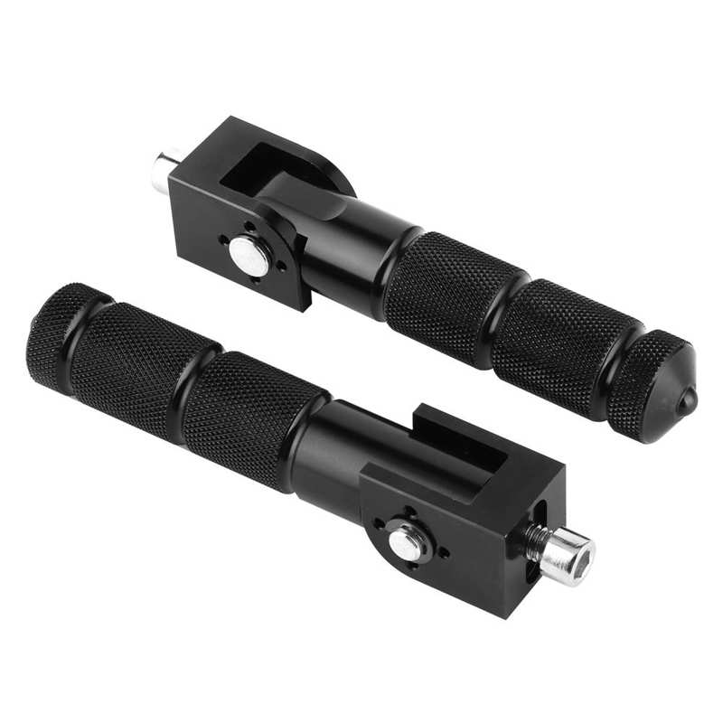 2Pcs Aluminum Pedals for Motorcycle Electric Car 8MM Universal 90 Degree Folding Support Rod Motorcycle Foot Peg Footrest: Black