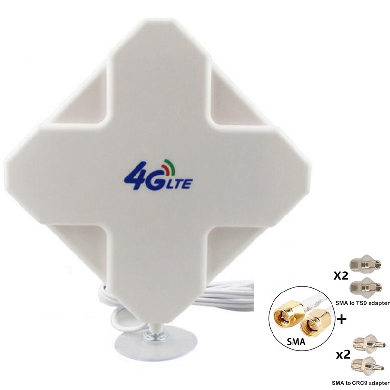 JX antenna 4G LTE antenna High Gain 35dBi Dual cable SMA TS9 CRC9 connector antenna for 3G 4G Router Modem: Add TS9 CRC9