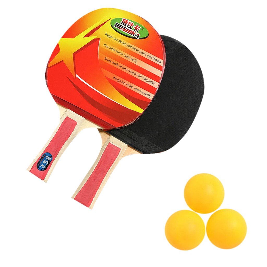 Indoor 2 Player Table Tennis Racket 2PCS Paddle Bat 3Balls Set Double table tennis suit indoor sports#30: Red