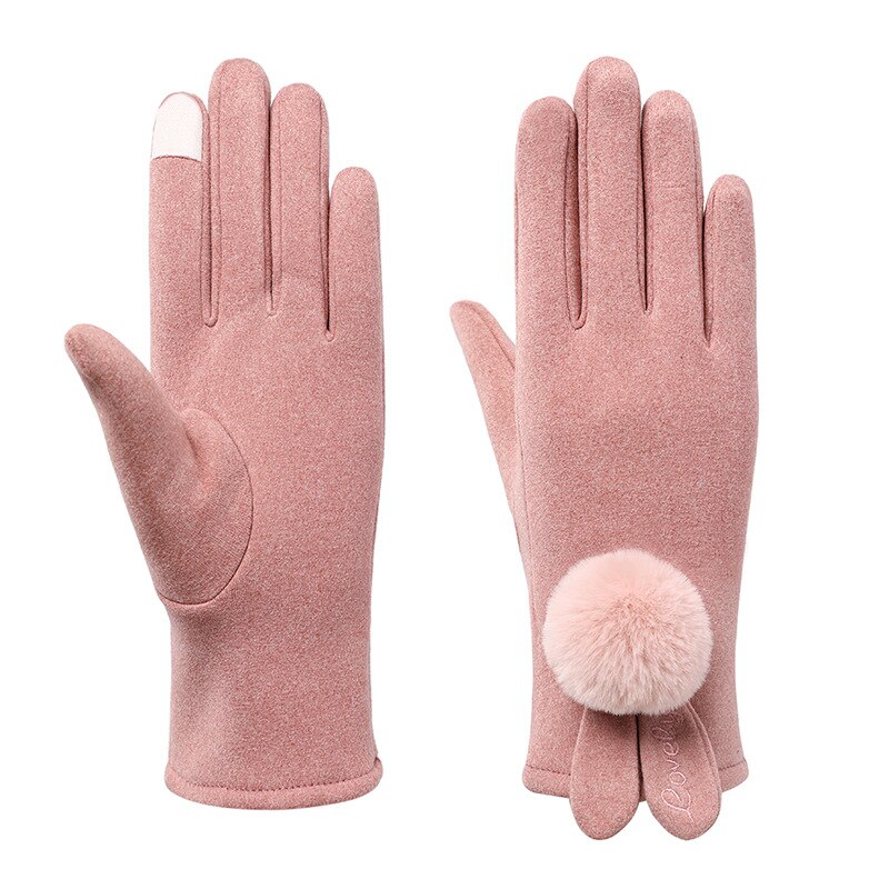 Paire de gants en daim épais pour femme, Double couche, fourrure, , mignon, oreilles de lapin, à la , pour l&#39;extérieur, hiver: D