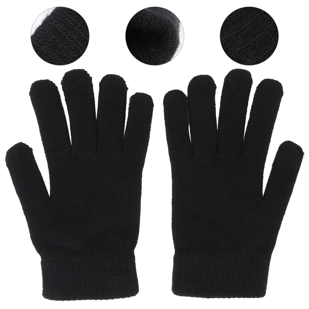 1 par de guantes de punto cálidos de invierno, guantes de dedo completo flexibles, guantes gruesos