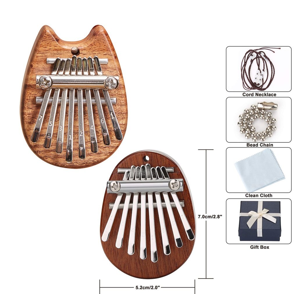 Mini Piano à pouce Kalimba 8 touches, exquis, clavier à grands sons, Instrument de musique E4W, Portable, pendentif, , nouveauté