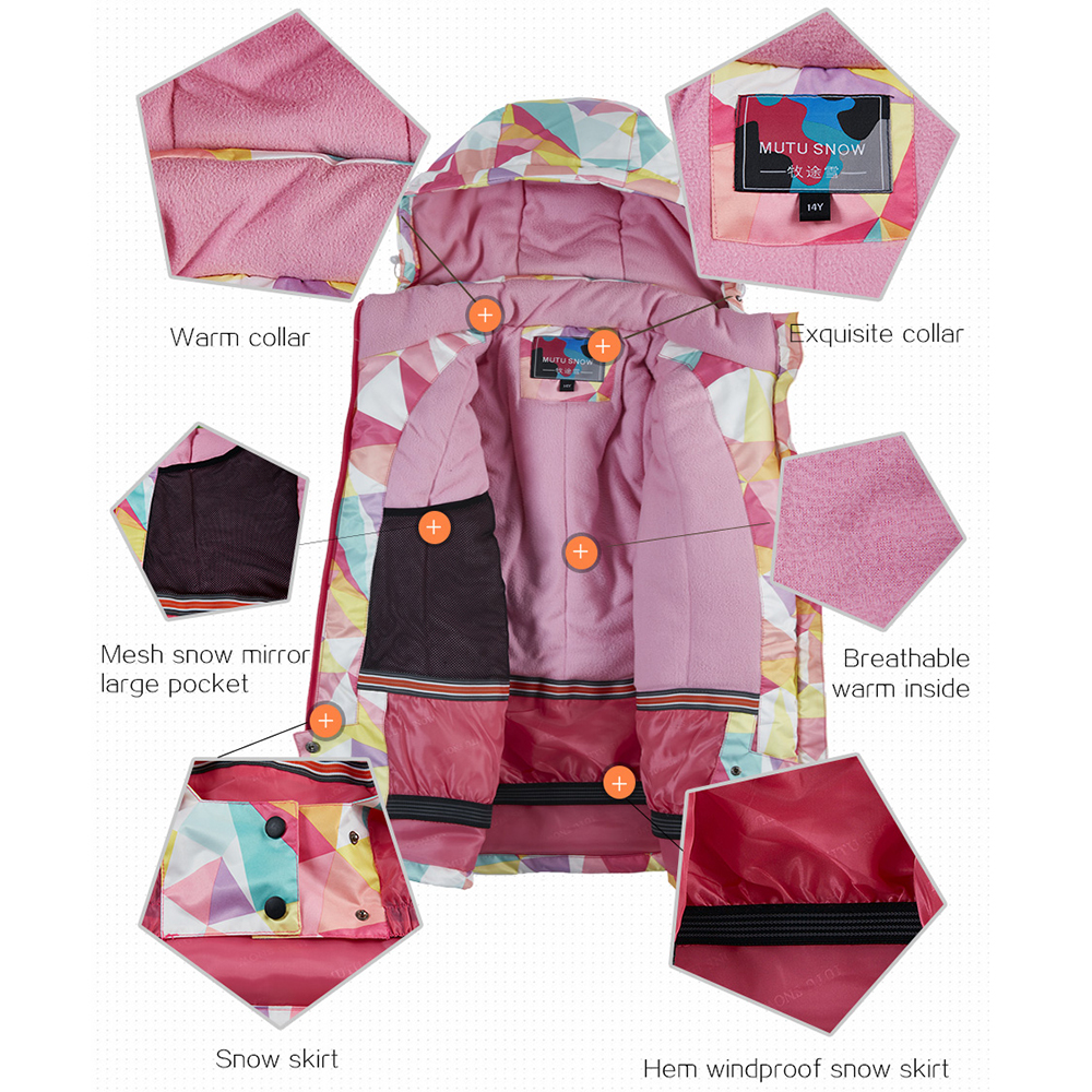 Ski Suit Girls Children's Brands Windproof Waterproof Snow Warm Child Winter Sets Thicken Snowboard Suits LFSJ