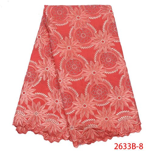 Swiss Voile Laces Fabrics African Lace Fabric Embroidered French Cotton Lace Fabric with Stones for Women KS2633B-4: picture 5