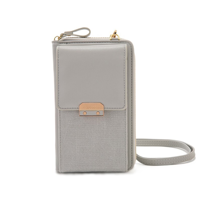 Women Messenger Bags Outing Shoulder Bag Mobile Phone Wallet Solid Color Small Mini Crossbody Bag Long Shoulder Strap: Light gray