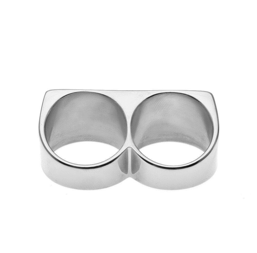 Permanent Color Protection Most Popular Steel Two Finger Rings Stainless Steel Men Punk Rings Man&amp;Women Party Cool Ring