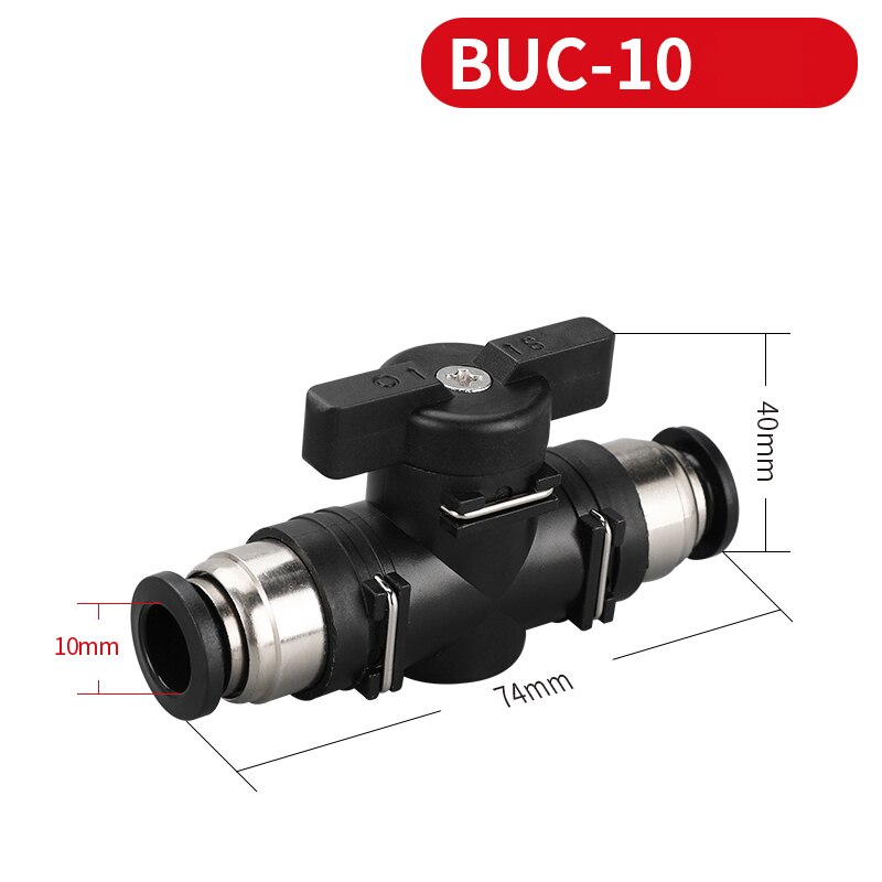 Pneumatic Push In Quick Connector Hand Valve BUC4 6 8 10 12MM Hand To Turn Pneumatic Switch: BUC-10