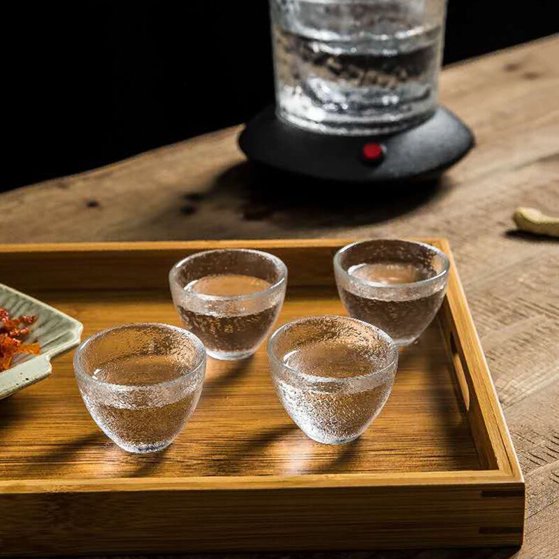 Japanese Sake Bottle Set Transparent Glass Sake Bottle Small Cup Sake Fruit Wine Plum Small Sake Cup Frosted Cup