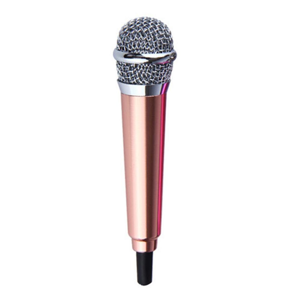 Mobile Phone Microphone 3.5mm Jack Plug Portable Condenser With Studio Voice Sing Wired With Earphone: Gold