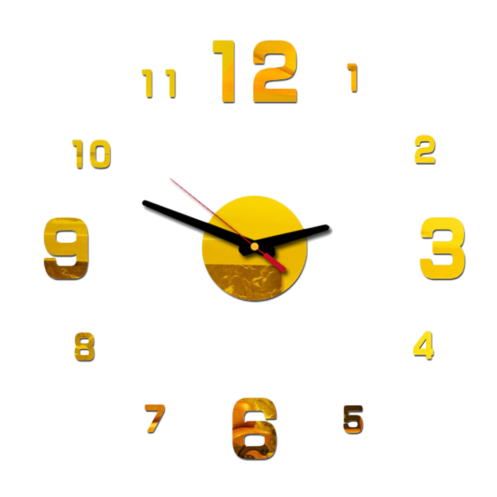 Horloge murale 3D auto-adhésive, miroir autocollant, décoration de salon, de maison, horloge décorative en acrylique, moderne , DIY bricolage: C