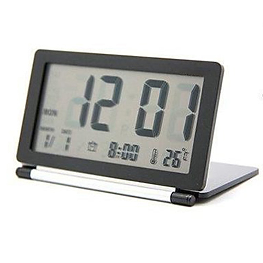 Home Folding Temperature Flip Travel Mini Desk Electronic LCD Display Calendar Alarm Clock Digital Office Silent