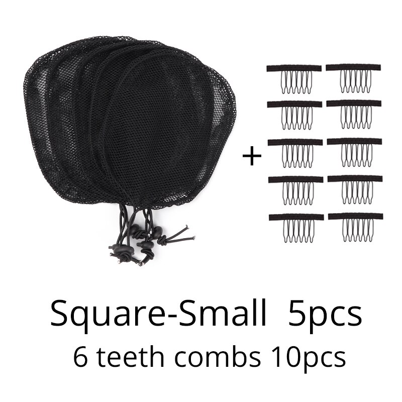 Kucyk netto sznurek baza netto peruka liniowiec czapki robić robienia włosy afro kok kucyk netto z 10 sztuk grzebienie czarny bezgułowy siatka na włosy: kwadrat-mały-5szt