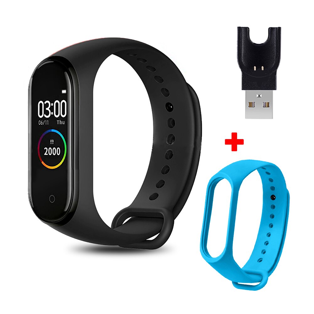 M4 Smart Bracelet with Extra Strap Smart Band Color Screen Sport Fitness Pedometer Blood Pressure Smart Wristband Step Counter
