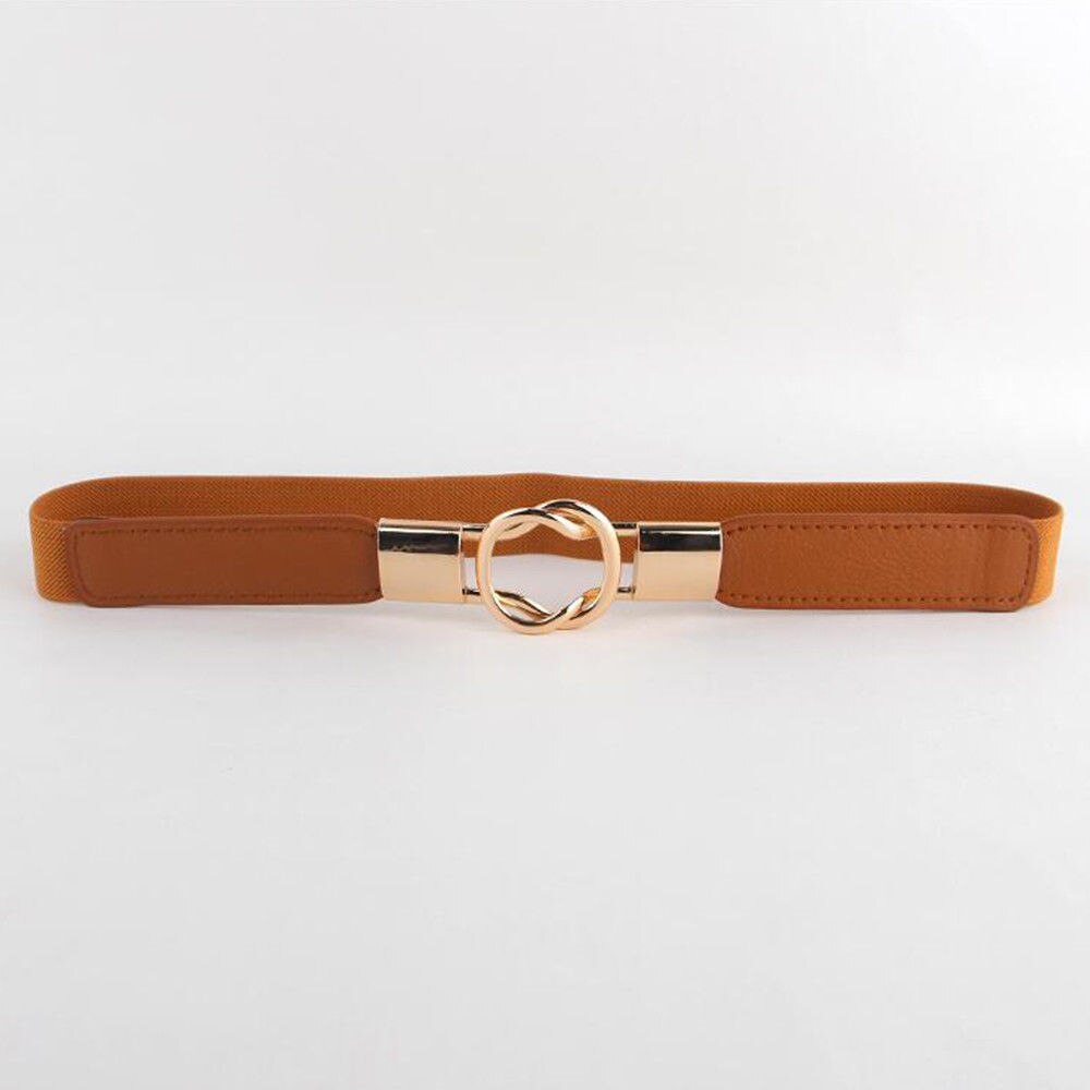 women's belt elastic waistband gold circle buckle small belts red thin cummerbund woman belt strap brown