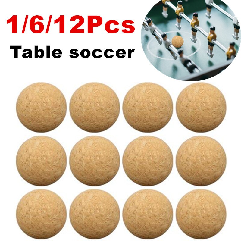 6pcs/12pcs 36mm Cork Solid Wood Foosball Table Soccer Ball Football Baby Foot Fussball Desktop Table Soccer
