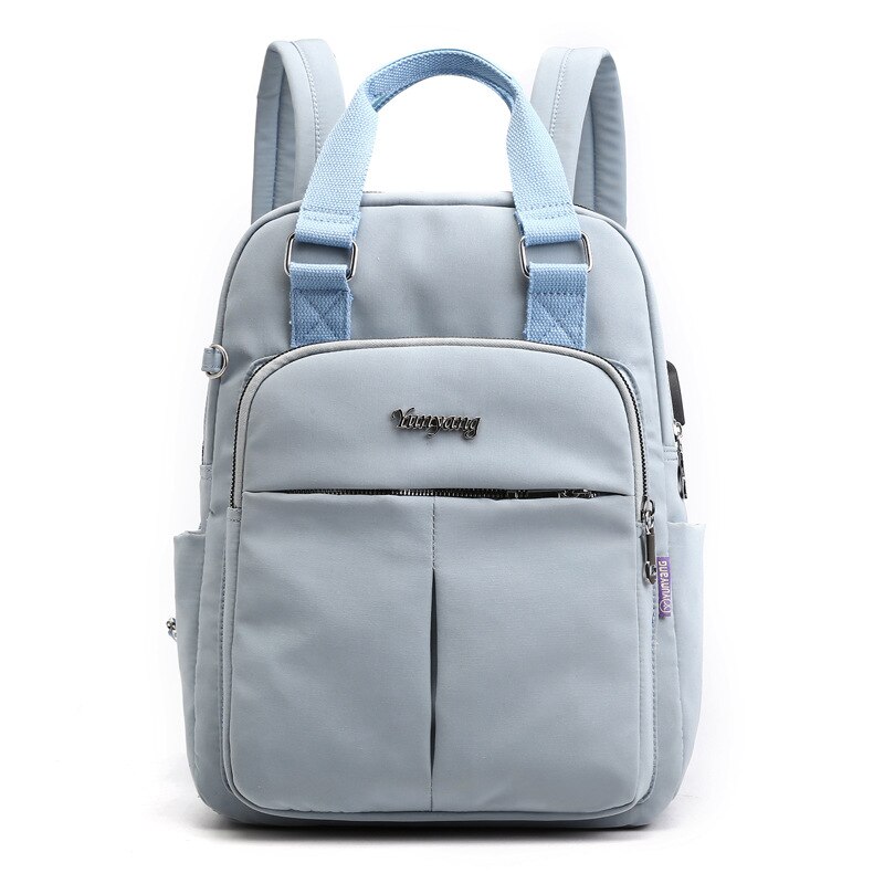 Leisure Rugzak Mode Vrouwen Usb Opladen Rugzak Computer Tas Grote Capaciteit College Stijl Rugzak: light blue