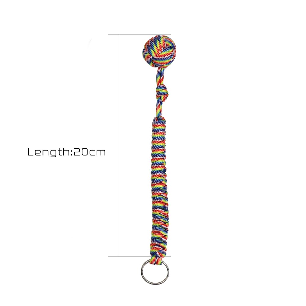 YOUGLE-cordón de paracaídas de 20cm, cuerda de Puño de mono, llavero de nudo, llavero con bola de Metal
