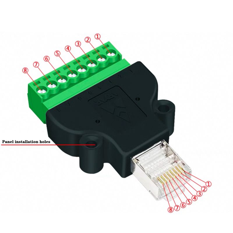 Bloque de terminales RJ45 a tornillo, conector 8P Ethernet Rj45 macho hembra a Cable adaptador de red de Terminal de tornillo de 8 pines para CCTV DVR: Chocolate