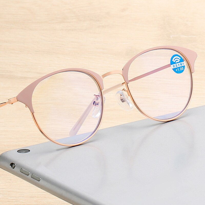 Anti-blue Reading Glasses Women Round Anti-fatigue Presbyopic Glasses Blue Light Computer Grade Glasses