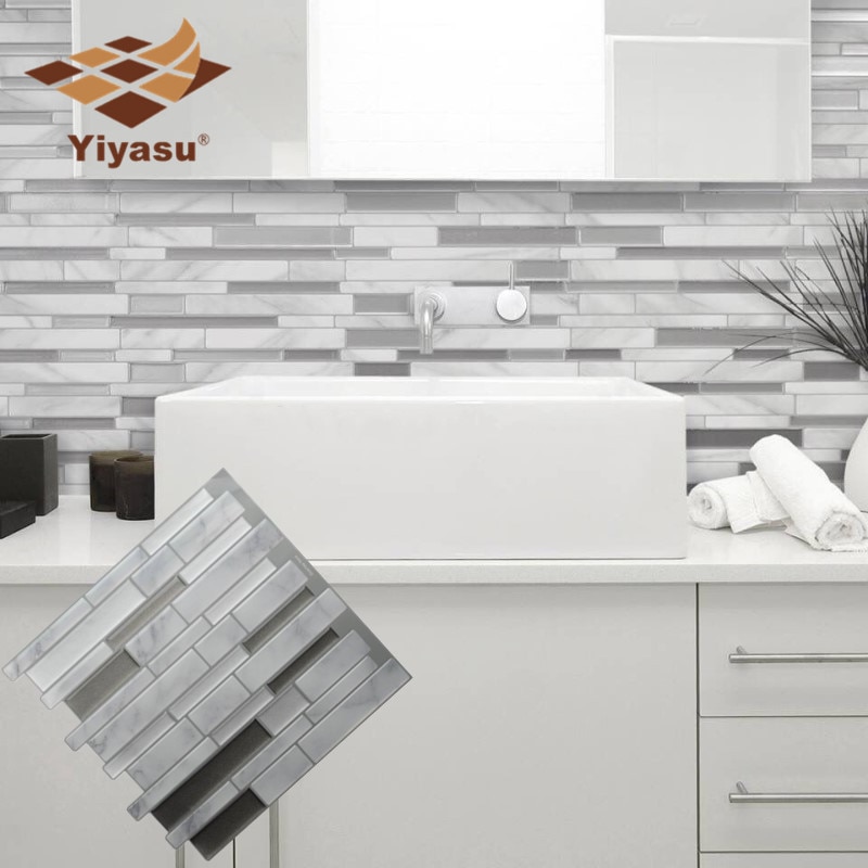 Mosaiikki itseliimautuva laatta backsplash seinätarra vinyyli kylpyhuone keittiö kodin sisustus itse  w4