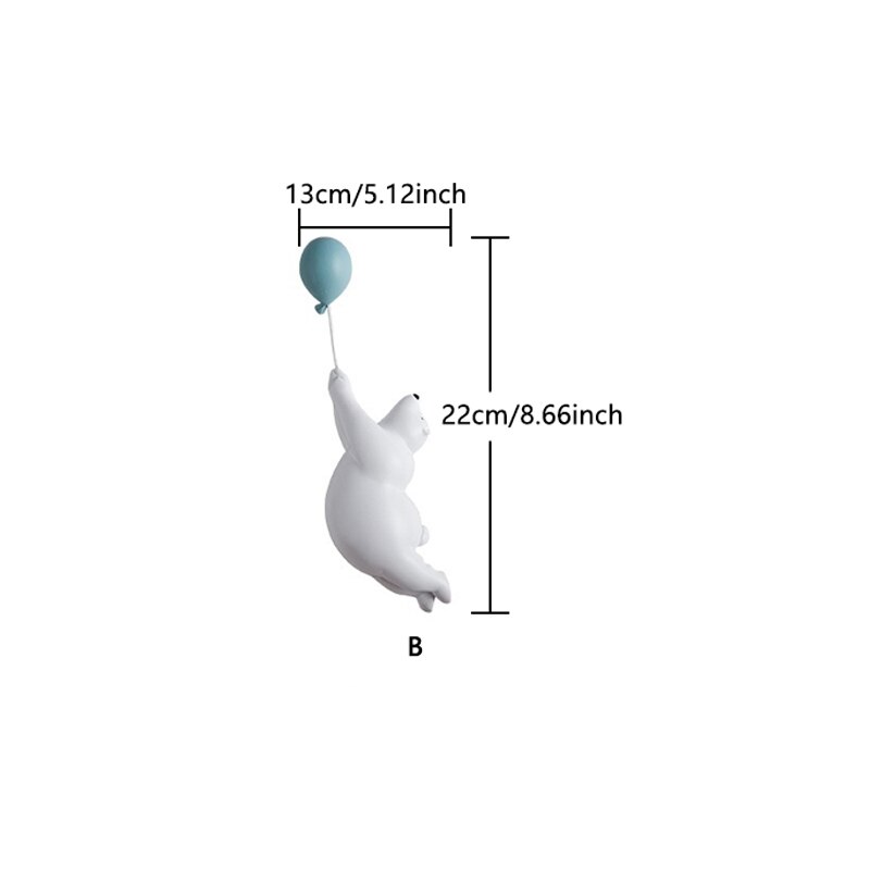 Balloon Polar Bear Wall Decoration Animal Sculpture Bear Statue Garden Flower Pot Decor Home Living Room Background Wall Hanging: B