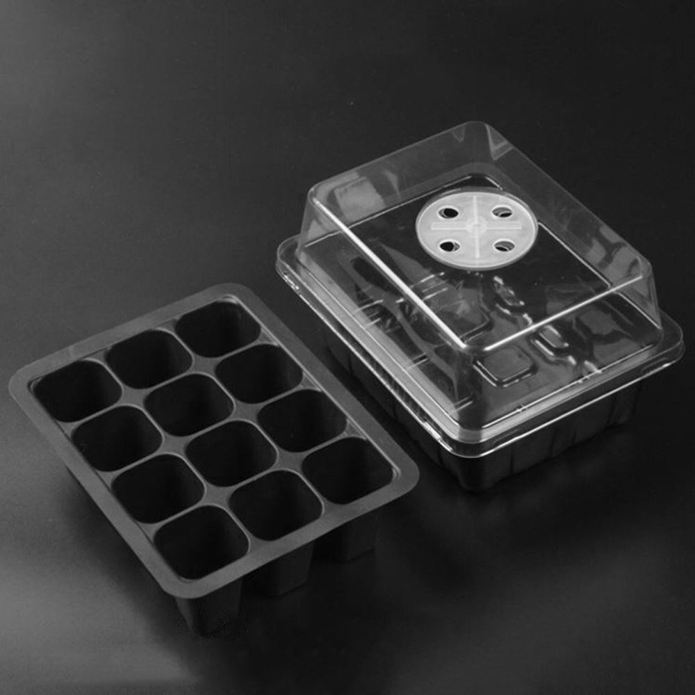 12 Holes Plastic Nursery Box Plant Germination Tray Planter With Lids Hydroponic Seeds Grow Box Seedling Tray Garden Supplies