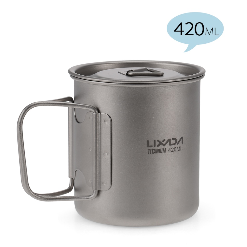 Lixada Titan Tasse draussen Tragbare Camping Picknick Wasser Tasse Becher mit Faltbare Griff 300ml/350ml/420ml/550ml/650ml/750ml: 420ml