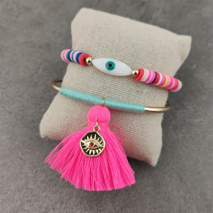 Boho Lucky Evil Eye Armbanden Voor Vrouwen Witte Kleur Handgemaakt Rubber Touw Gouden Armband Sieraden Kwast Armband Vrouw: Donker Goud