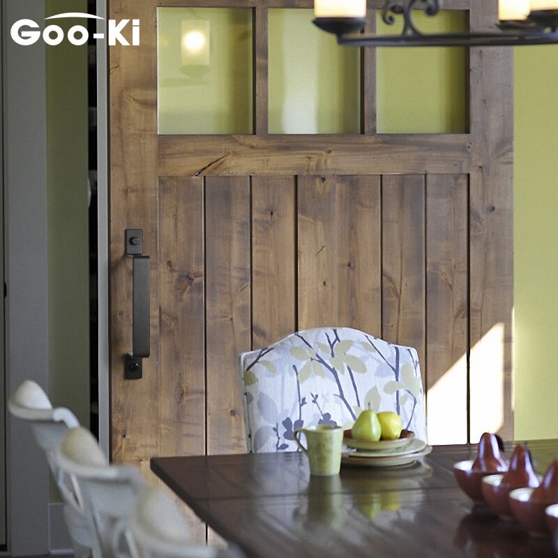 Goo-Ki Carbon Steel Barn Door Handle Sliding Door Handle Modern Wooden Door Handle Pull and Flush Sliding Barn Door Handle Set