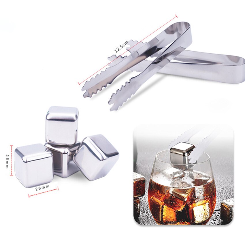 Stainless Steel Ice Cubes Reusable Whiskey Wine Freezing Cubes Chiller Drink Multifunction Eco-Friendly Party Bar Cooler Tools