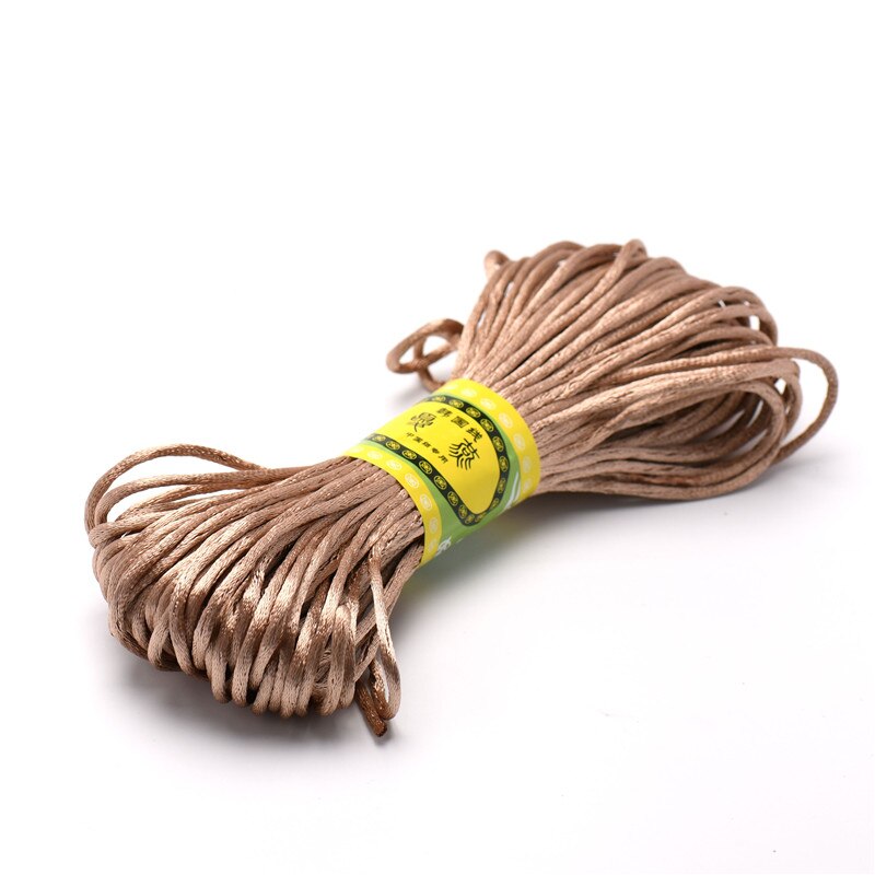 Cordon tressé en Satin de soie pour macramé, 20m, 2.5mm, pour fabrication de bijoux, Bracelet à perles, cordon chinois: Kaki