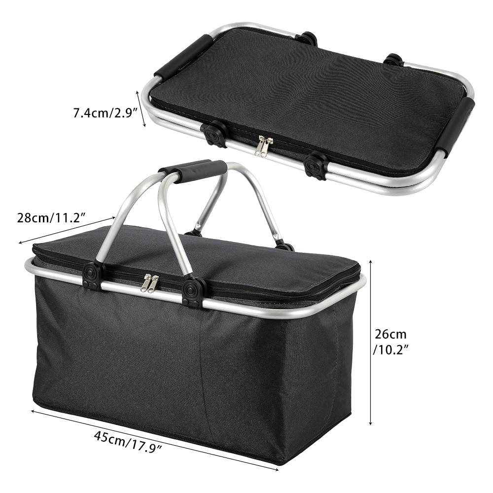 Lunch Bags Folding Picnic Insulated Cooler Bag Cool Hamper Storage Basket 32L Camping Bag Box Outdoor Portable Picnic Basket