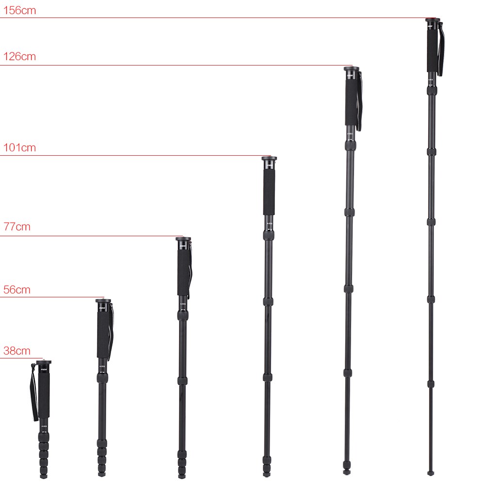 Andoer-trípode de aleación de aluminio A-555 para cámara, monopié portátil de 6 secciones para fotografía, palo Unipod para Nikon, Canon, Sony, Pentax