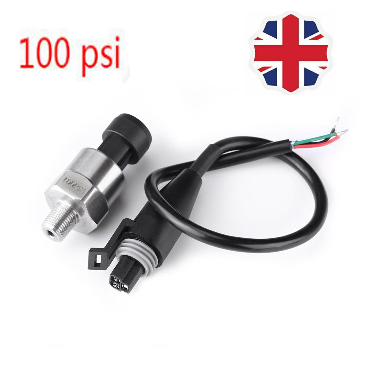 Pressure Transducer Sender Sensor Stainless Steel For Oil Fuel Air Water Stainless Steel Pressure Sensor Thread 100PSI