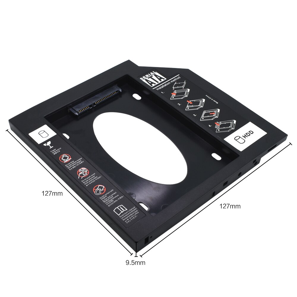 TISHRIC Plastic Hdd Caddy SSD Case Hdd Enclosure SATA 2.5 Hard Drives Hard Disk Enclosure For Laptop CD-ROM DVD-ROM Optical Bay: 9.5 mm