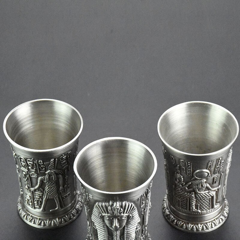 Copa de cobre del antiguo Egipto, tiro con arco, relieve 3D, Cleopatra, Rameses, Rah, licor plateado, copa de vino, vaso de pinta de whisky
