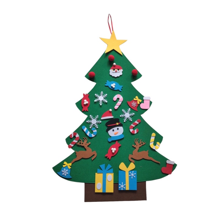 Kids DIY Felt Christmas Tree with Ornaments Children Year for Christmas Door Wall Hanging Decoration