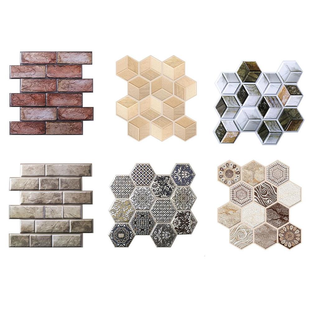 Funlife-azulejo de mosaico autoadhesivo, pegatina de pared de vinilo para decoración de baño y cocina, palo de cáscara impermeable, Panel de azulejos de PVC