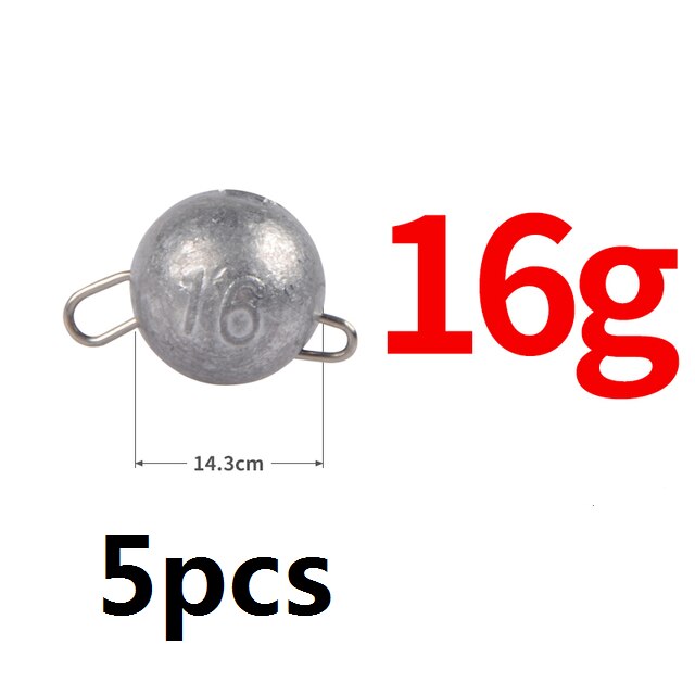 10Stck Platinen Angeln Jig Kopf Kugel Haken Verschärft 2g 4g 6g 8g 10g 12g 14g 16g 18g Tiefe Wasser Weicher Köder Köder Angelgerät: 5Stck   16G