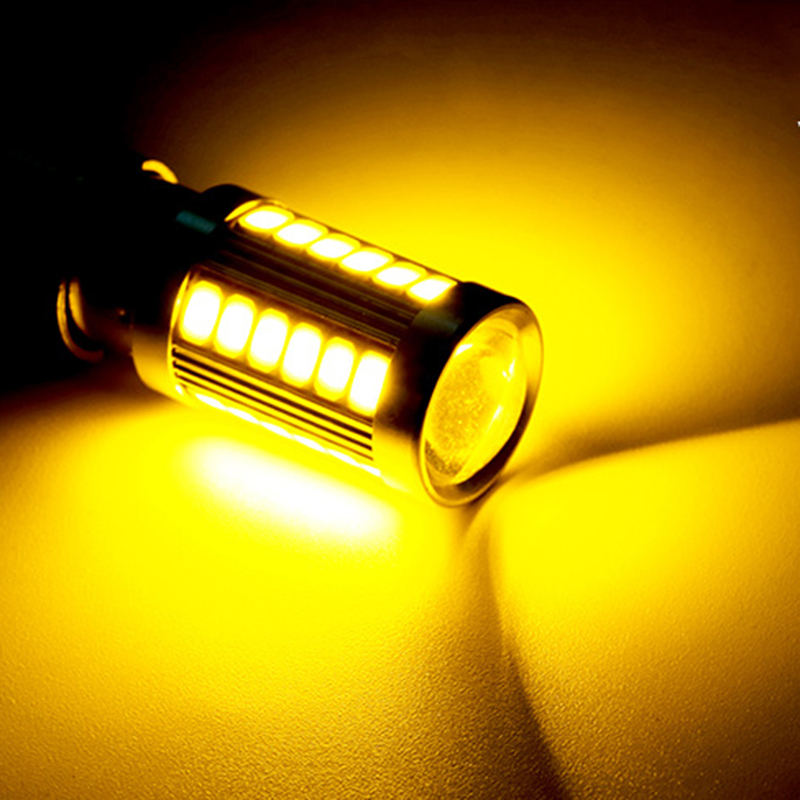 1 Uds PY21W P21/5W 1156 Ba15s 1157 Bay15d para bombillas LED de coche luz de señal de giro 12V 33SMD 7000K luces de estacionamiento inverso de freno blanco: YELLOW / 3.000 K