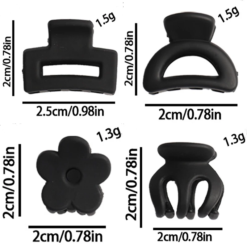 Pinzas acrílicas para el pelo para mujer y niña, pasadores elegantes para el pelo, pasador de cangrejo, accesorios para el cabello, color negro, 8/6 unidades por Set