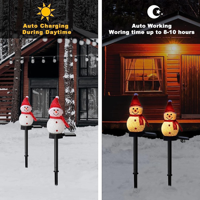 Weihnachtsdekorationen Licht Solarlicht Schneemann Weihnachten draussen Solarbetriebene Pfähle Lichter für Flur Terrasse Rasendekoration
