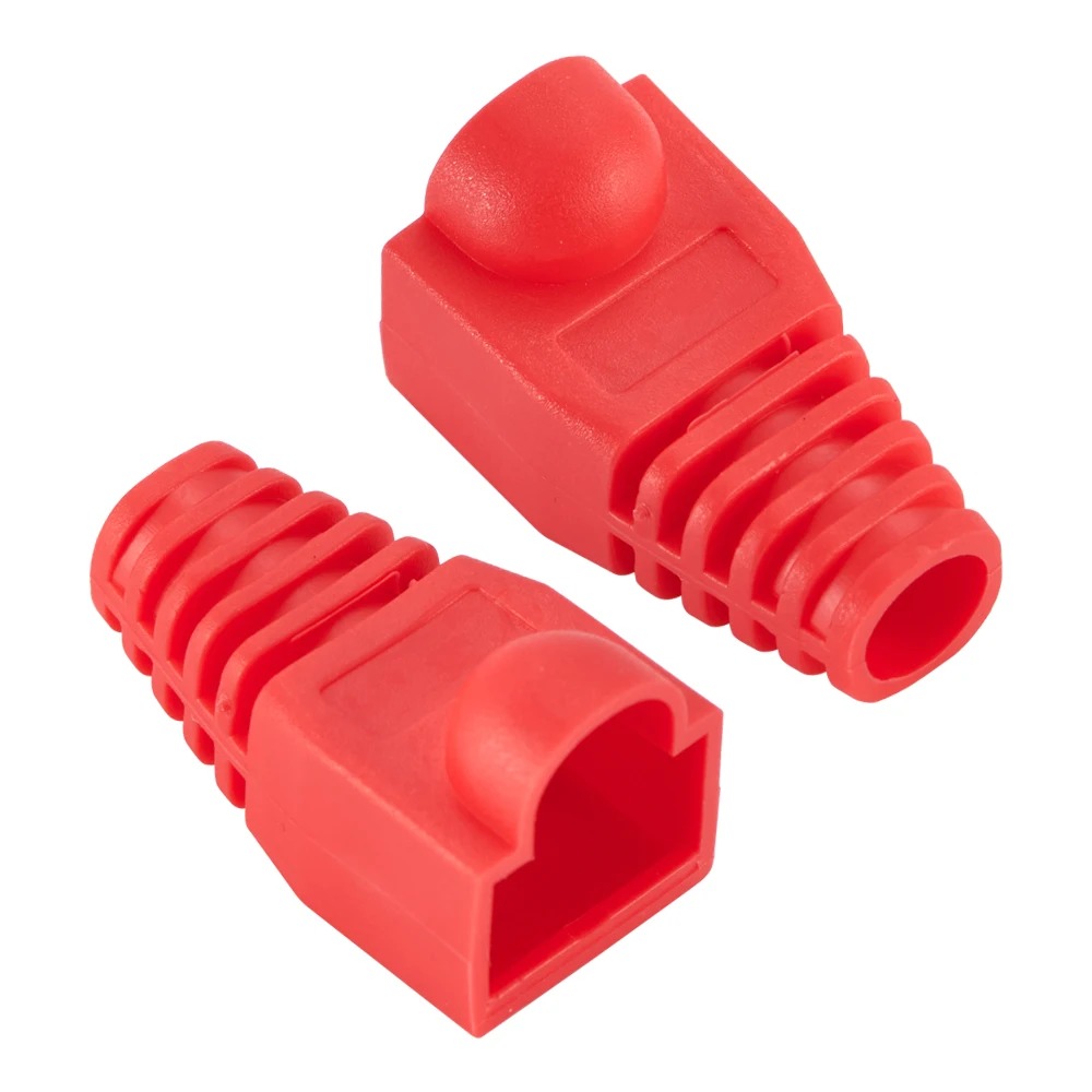 Blandet farve cat 5e cat 6 rj45 ethernet netværkskabel trækaflastningskapper kabelstik stikdæksel: Rød / 1.8m
