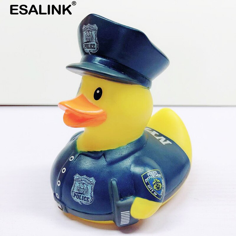 ESALINK 8-12Cm Bath Toys Rubber Duck Police Duck Water Toy Cartoon Shower Floating Toy Baby Toys For Girls