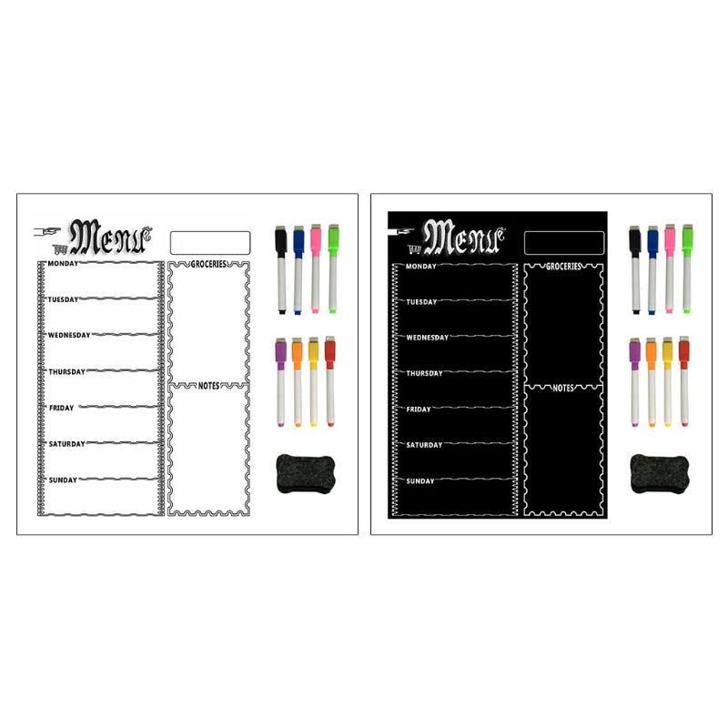 Magnetic Refrigerator Chalkboard,Weekly Menu, Meal Planner, Grocery Shopping List, Board, for Kitchen Fridge