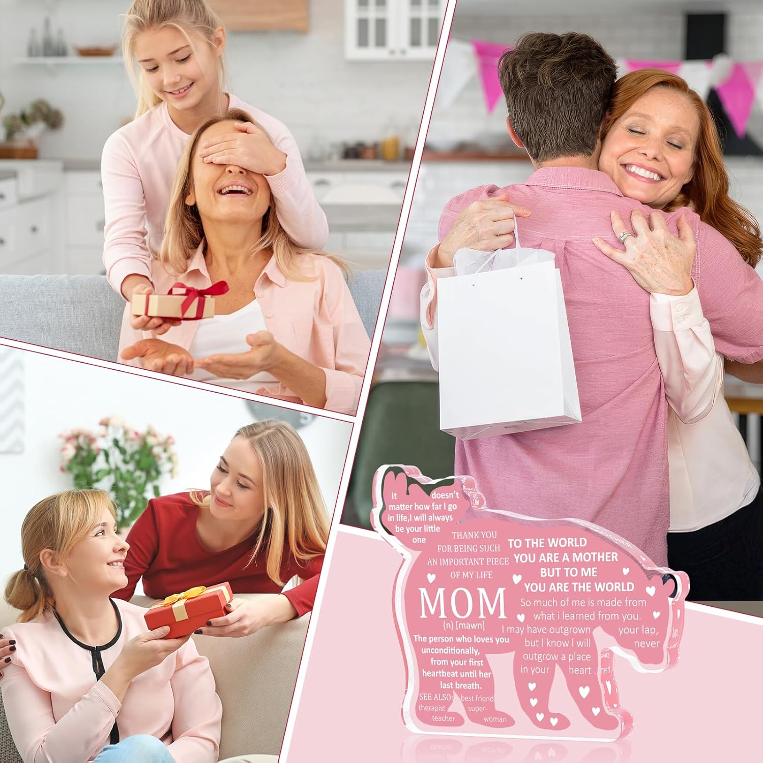 Til mamma - morsdag til mamma fra datter, sønn mor jul bursdag mamma bjørn plakett skrivebord