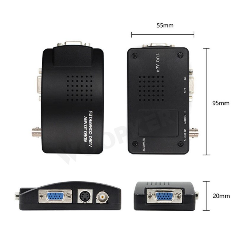 AV zu VGA Adapter RCA VGA Konverter PC Laptop Video TV RCA Composite S-Video AV In Zu PC VGA LCD Out Converter