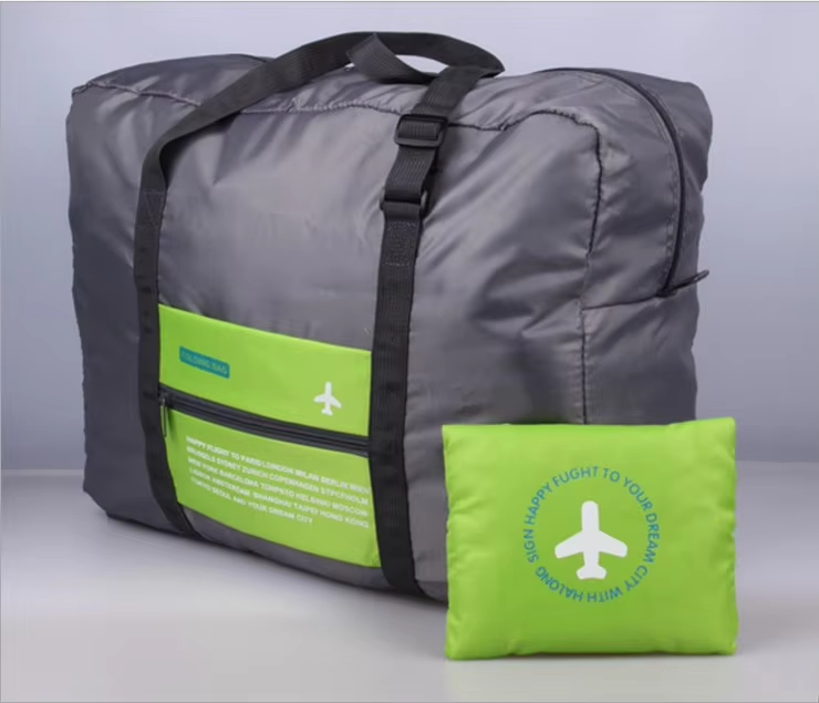 Nueva bolsa de equipaje de viaje impermeable plegable, bolsa de almacenamiento de equipaje de gran capacidad, bolso de viaje para equipaje de embarque, adecuado para bu: green